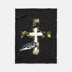 Glauben Angeln Jagd Tarnung Kreuz Mit Haken B Chri Fleecedecke