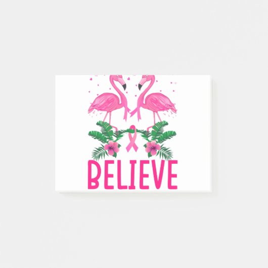 Glauben Brustkrebs Bewusstsein Flamingo T - Shirt Post-it Klebezettel (Vorderseite)