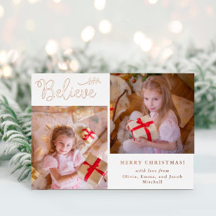glauben Christmas Foto Collage Rose Gold Folien Feiertagskarte