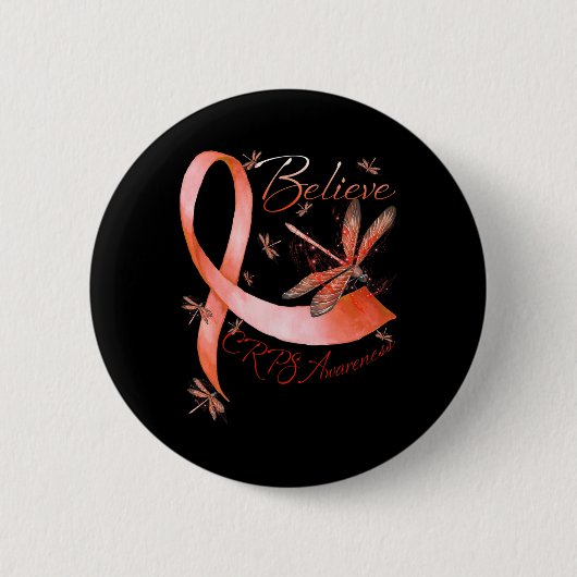 Glauben Crps Bewusstsein Orange Ribbon Dragonfly L Button (Vorderseite)