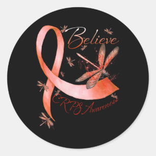 Glauben Crps Bewusstsein Orange Ribbon Dragonfly L Runder Aufkleber