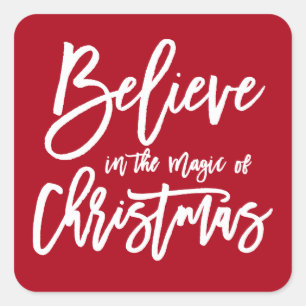 glauben   Der Zauber des Weihnachtsstickers Quadratischer Aufkleber