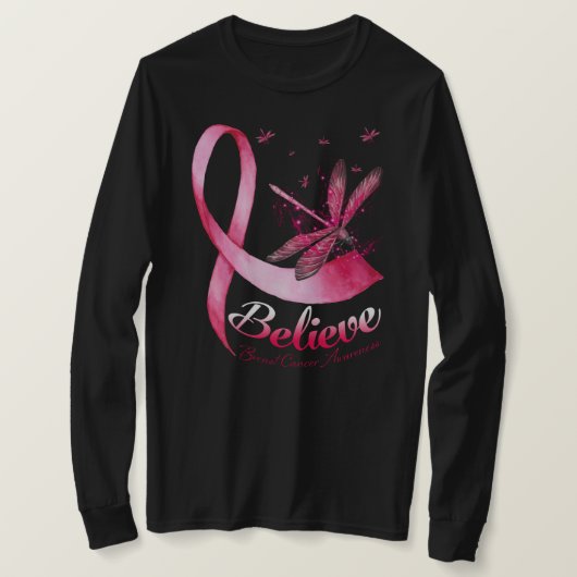 Glauben Dragonfly Pink Ribbon Brustkrebs Awaren T-Shirt (Design vorne)