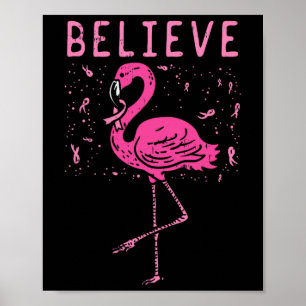 Glauben Flamingo Pink Ribbon Brustkrebs Awarene Poster