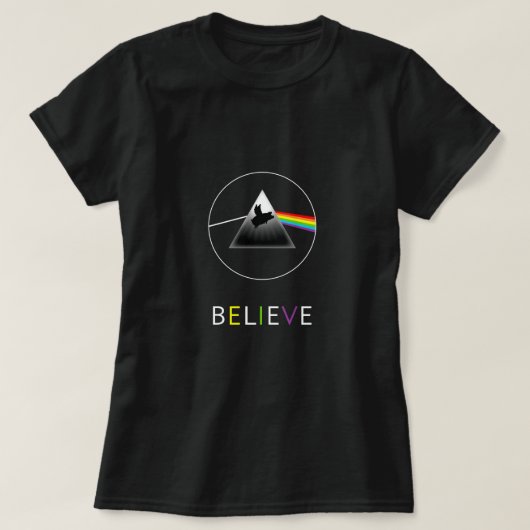Glauben-Fliegen Schwein-Prisma T-Shirt (Design vorne)