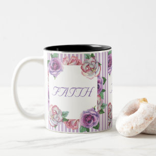 Glauben-Hoffnungs-Liebe-BlumenTasse Zweifarbige Tasse