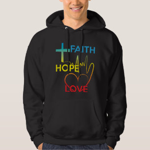 Glauben-Hoffnungs-Liebe-buntes christliches Hoodie