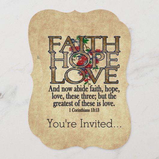 Glauben-Hoffnungs-Liebe-eleganter BibelScripture Einladung (Vorne/Hinten)