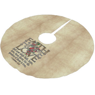 Glauben-Hoffnungs-Liebe-eleganter BibelScripture Polyester Weihnachtsbaumdecke