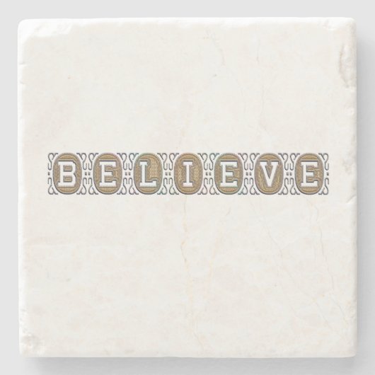 GLAUBEN inspirierende Motivation Gold Text Marmor Steinuntersetzer (Vorderseite)