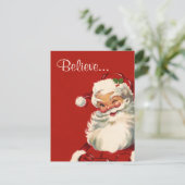 "Glauben" Jolly Vintag Santa Feiertagspostkarte (Stehend Vorderseite)