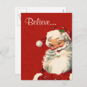 "Glauben" Jolly Vintag Santa Feiertagspostkarte (Vorne/Hinten)