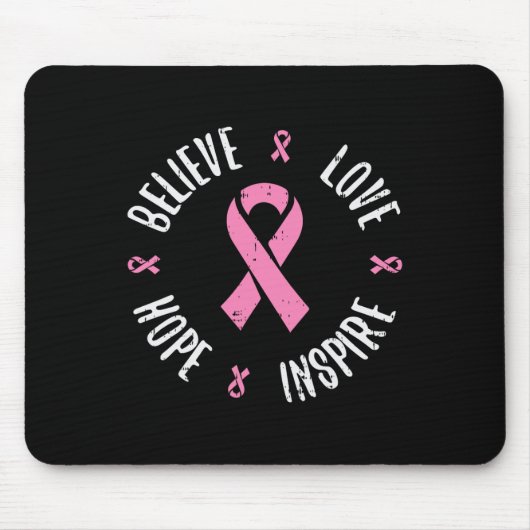 Glauben Liebe Hoffnung rosa Ribbon Brustkrebs Awar Mousepad (Vorne)