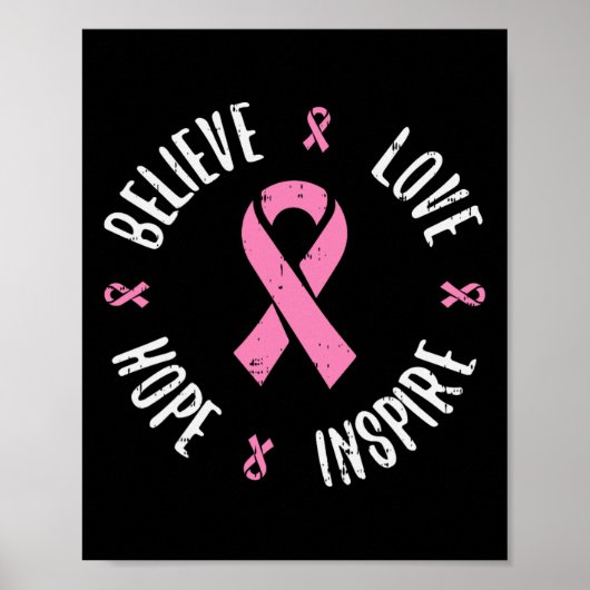 Glauben Liebe Hoffnung rosa Ribbon Brustkrebs Awar Poster (Vorne)