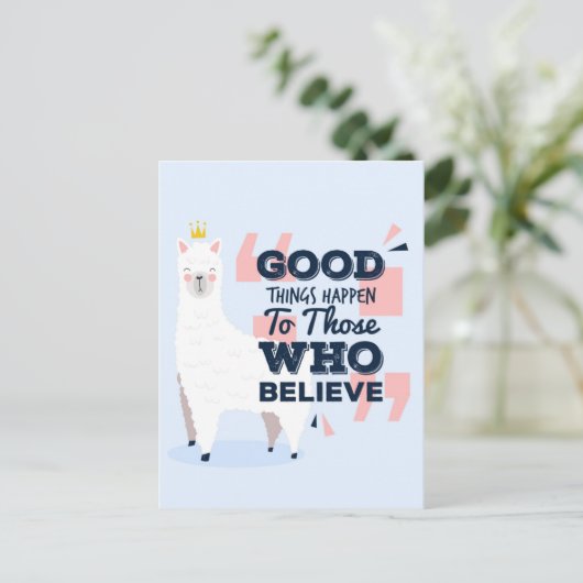 Glauben Llama Postkarte (Stehend Vorderseite)