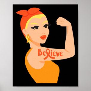 Glauben Orange Ribbon starke Frau Leukemia Awaren Poster