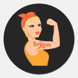 Glauben Orange Ribbon starke Frau Leukemia Awaren Runder Aufkleber
