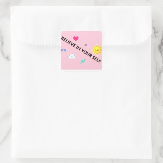 glauben quadratischer aufkleber (Tasche)