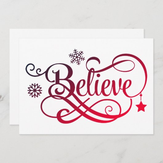 Glauben Red Snowflake Star Weihnachtskarte (Vorne/Hinten)