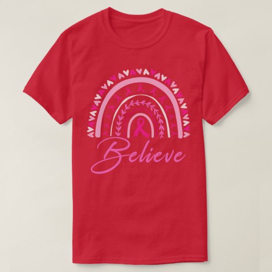 Glauben Regenbogenbewusstsein Pink Ribbon T-Shirt (Design vorne)