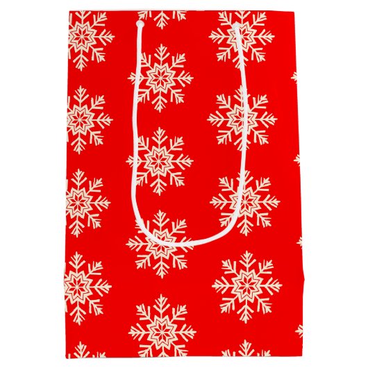 glauben | Schneeflocken-Muster | Rot und Weiß Mittlere Geschenktüte (Rückseite)