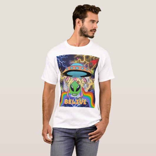 Glauben Sie, Alien ufo extraterrestrisch T-Shirt (Vorne ganz)