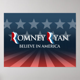 GLAUBEN SIE AN AMERIKA MIT ROMNEY RYAN - .PNG POSTER
