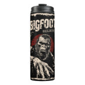 Glauben Sie an Bigfoot Red Moon Retro Cryptid Vint Thermosbecher (Vorderseite)