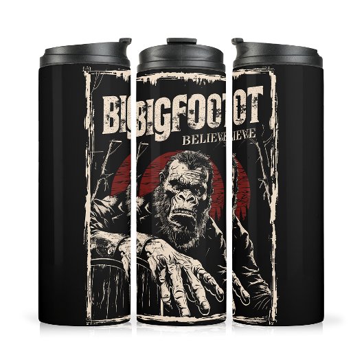 Glauben Sie an Bigfoot Red Moon Retro Cryptid Vint Thermosbecher