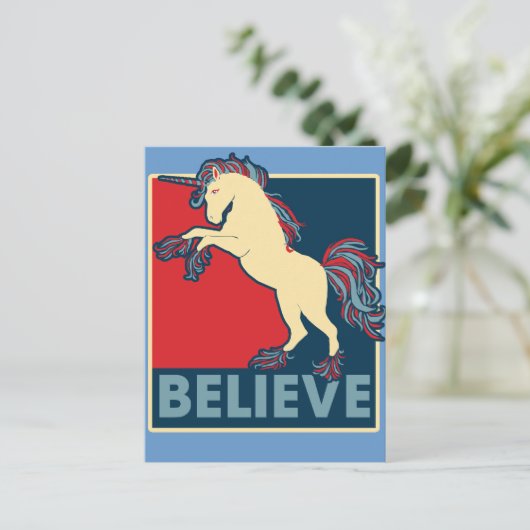 Glauben Sie an das Einhorn Postkarte (Stehend Vorderseite)