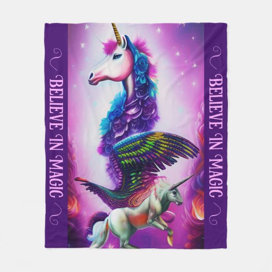 Glauben Sie an das magisch rosa Einhorn Fleecedecke (Vorderseite)