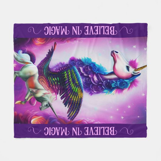 Glauben Sie an das magisch rosa Einhorn Fleecedecke (Vorderseite (Horizontal))