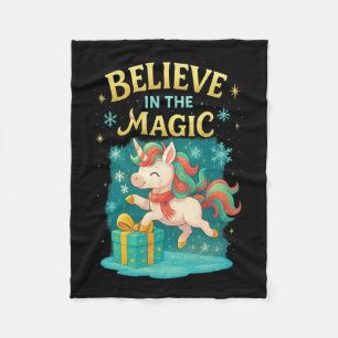 Glauben Sie an das magische Einhorn Kinder Weihnac Fleecedecke
