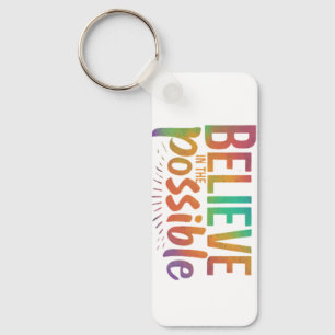 Glauben Sie an das Mögliche - Aluminium-Rechteck Schlüsselanhänger