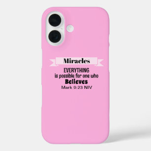 Glauben Sie an das Wunder Bibel Verse Pink Christl iPhone 16 Hülle