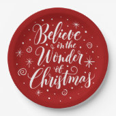 Glauben Sie an das Wunder der Weihnachtsbriefe Rot Pappteller (Vorderseite)