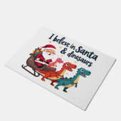 Glauben Sie an den Weihnachtsmann und Dinosaurier  Fußmatte (Schrägansicht)