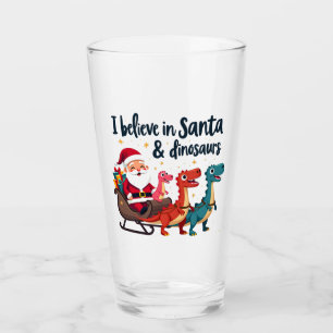 Glauben Sie an den Weihnachtsmann und Dinosaurier Glas