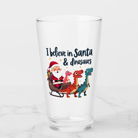 Glauben Sie an den Weihnachtsmann und Dinosaurier Glas (Vorderseite)