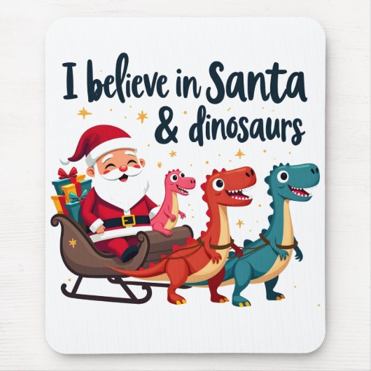 Glauben Sie an den Weihnachtsmann und Dinosaurier Mousepad (Vorne)