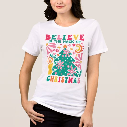 Glauben Sie an den Zauber des WeihnachtsRetro Boho Tri-Blend Shirt (Vorderseite)
