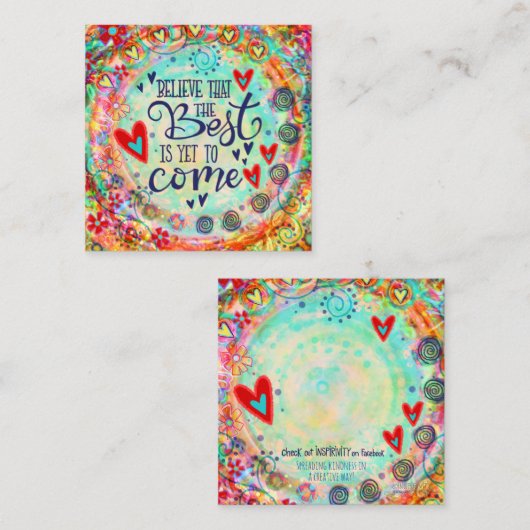 "Glauben Sie an die besten" Inspirivity Güte Cards Quadratische Visitenkarte (Vorne/Hinten)