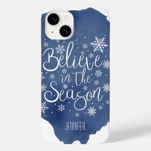 Glauben Sie an die Jahreszeit Blue Snowflake Weihn Case-Mate iPhone Hülle (Rückseite)