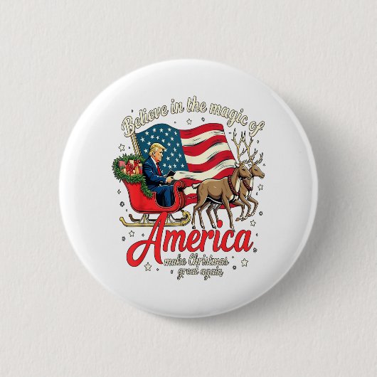 Glauben Sie an die Magie Amerikas Weihnachtsgrün m Button (Vorderseite)