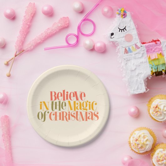 Glauben Sie an die Magie der Weihnachten - Retro-S Pappteller (Party)