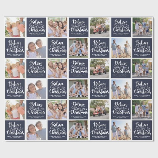 Glauben Sie an die Magie der Weihnachtsfoto-Collag Geschenkpapier (Flach)