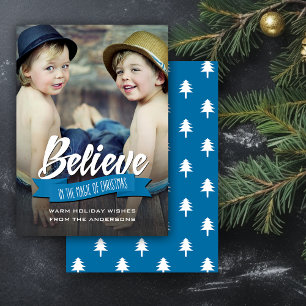 Glauben Sie an die Magie der Weihnachtsfotokarten Feiertagskarte