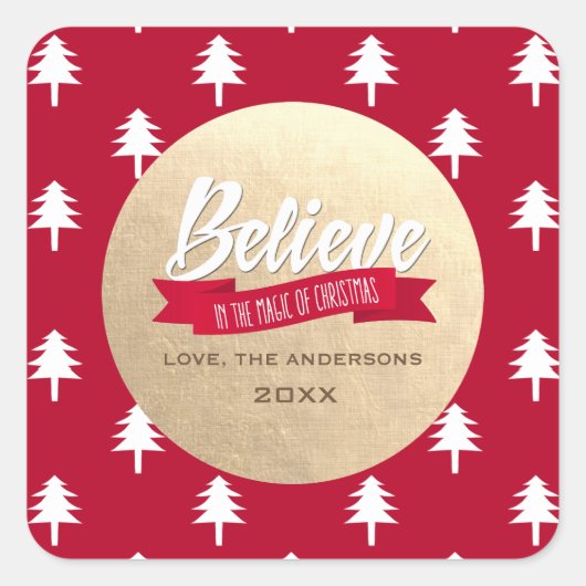Glauben Sie an die Magie der Weihnachtsgewohnheit Quadratischer Aufkleber (Vorderseite)