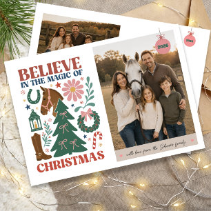 Glauben Sie an die Magie des Weihnachts-Pferde-Fam Feiertagskarte