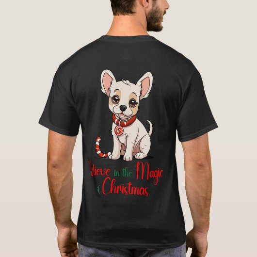 Glauben Sie an die Magie des Weihnachtshundes T-Shirt (Rückseite)